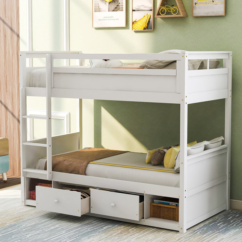 Isabelle & Max™ Mtamore Solid Wood Bunk Bed with Shelves and 2 Drawers